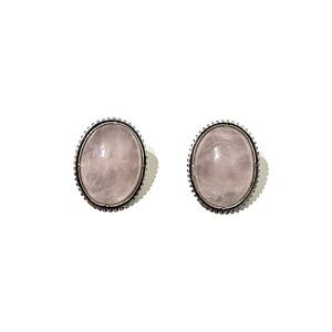 Sterling Silver Pink Quartz Clip On Earrings